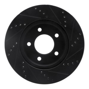 Chrysler Pacifica Brake Rotor (1) - Front Left - R1 Concepts - Drilled & Slotted - Black - `04-`08